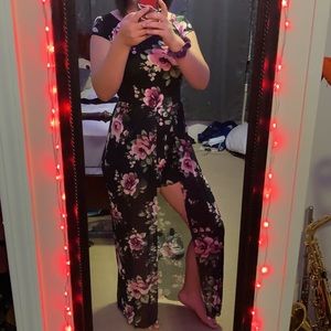 💜Floral Romper with Train